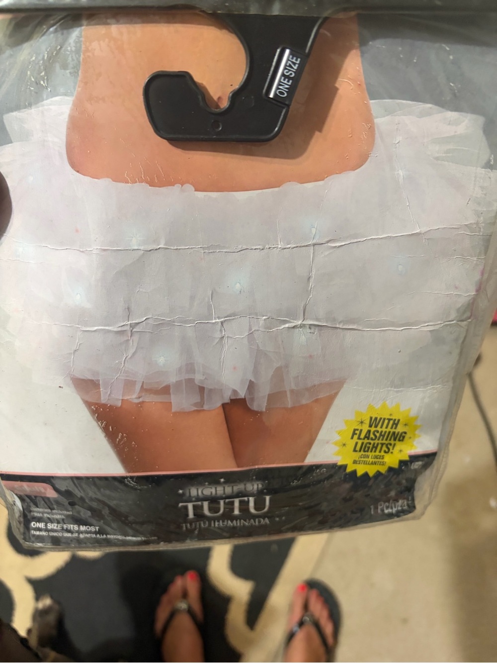 Party City White Light-Up Tutu Skirt with Flashing Lights